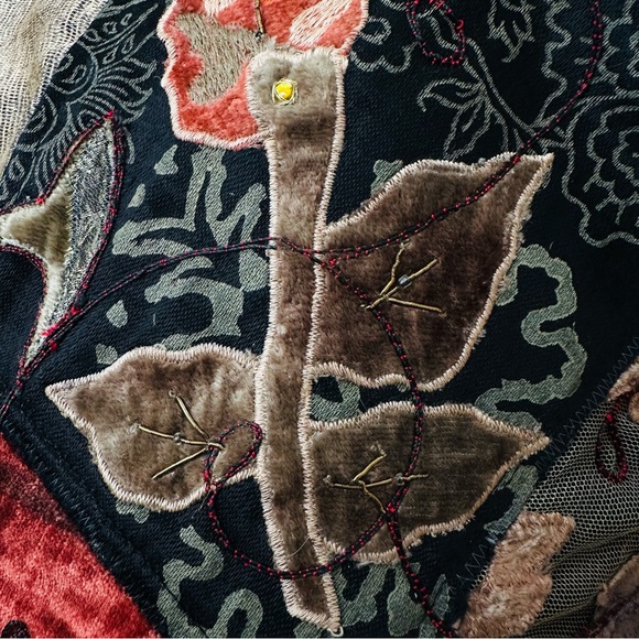 Vintage 1990s Quilted Embroidered Patchwork Blazer Jacket Abstract Print - Picture 11 of 11